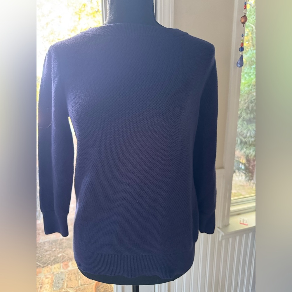 Halogen Atlantic Pacific navy ble cotton blend sweater